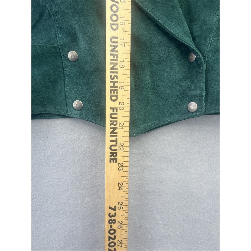Frontier Collection Womens M Western Green Leather Suede Fringe Jacket USA Vtg - Picture 9 of 14